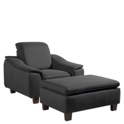 Komfortsessel in Dunkelgrau und Nussbaum - Pelago