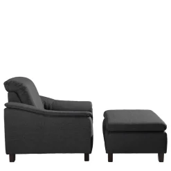 Komfortsessel in Dunkelgrau und Nussbaum - Pelago