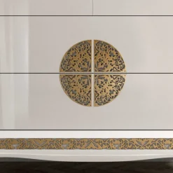 Kommode & Spiegel in Weiß & Gold - Valganios (zweiteilig)