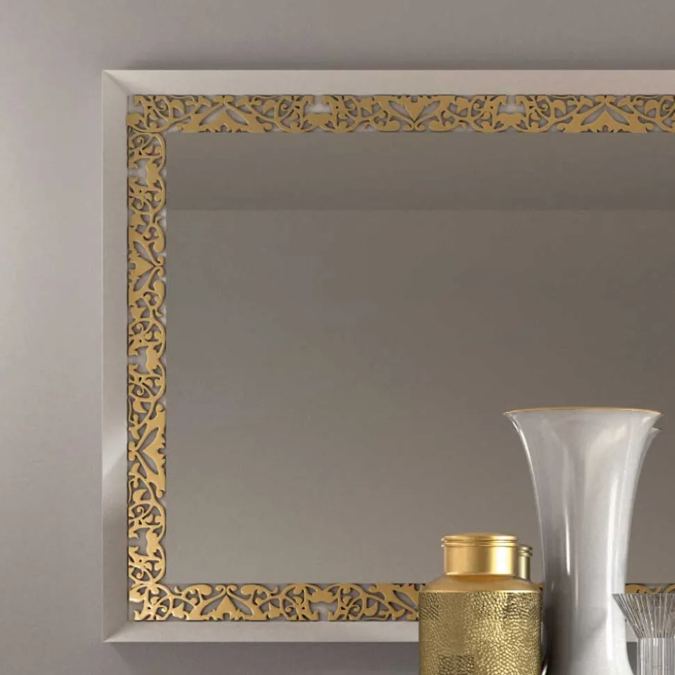 Kommode & Spiegel in Weiß & Gold - Valganios (zweiteilig)