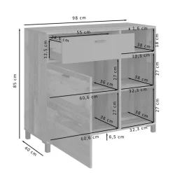 Kommode in Altholz Optik & Anthrazit - Bosco