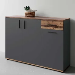 Kommode in Anthrazit & Altholz Optik - Vlatu