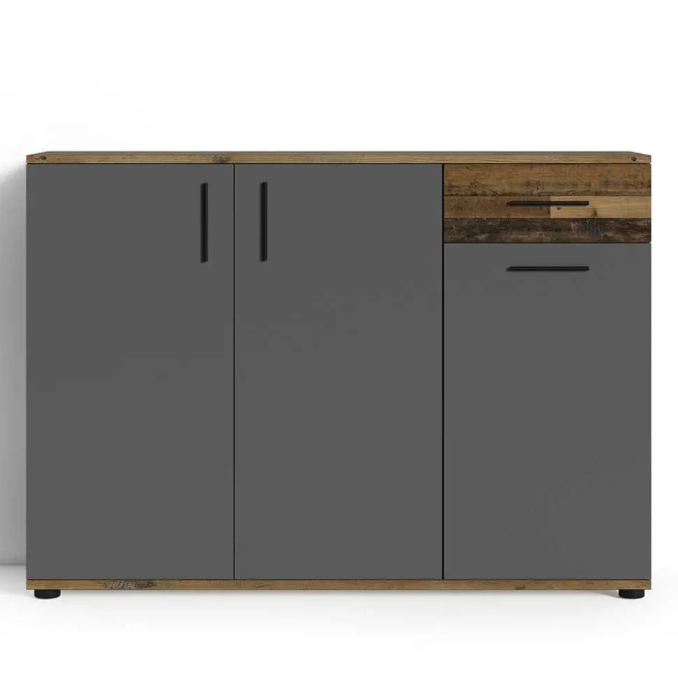 Kommode in Anthrazit & Altholz Optik - Vlatu