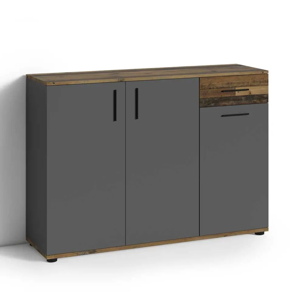 Kommode in Anthrazit & Altholz Optik - Vlatu