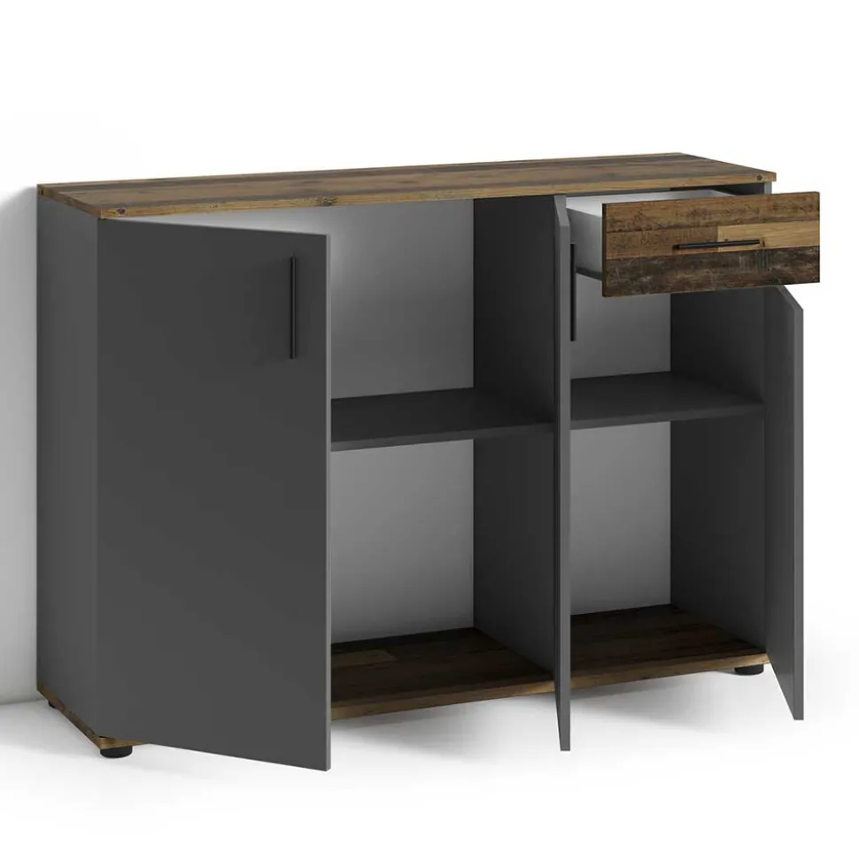 Kommode in Anthrazit & Altholz Optik - Vlatu
