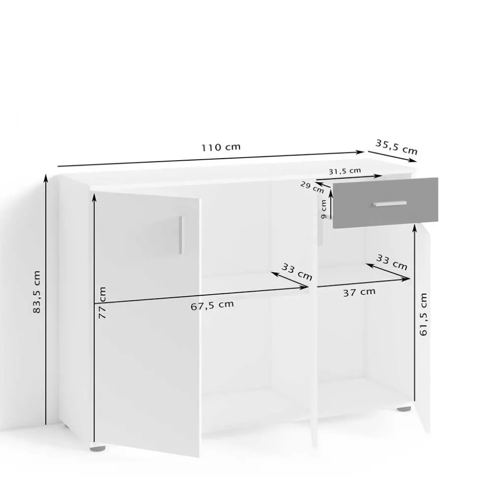 Kommode in Anthrazit & Altholz Optik - Vlatu