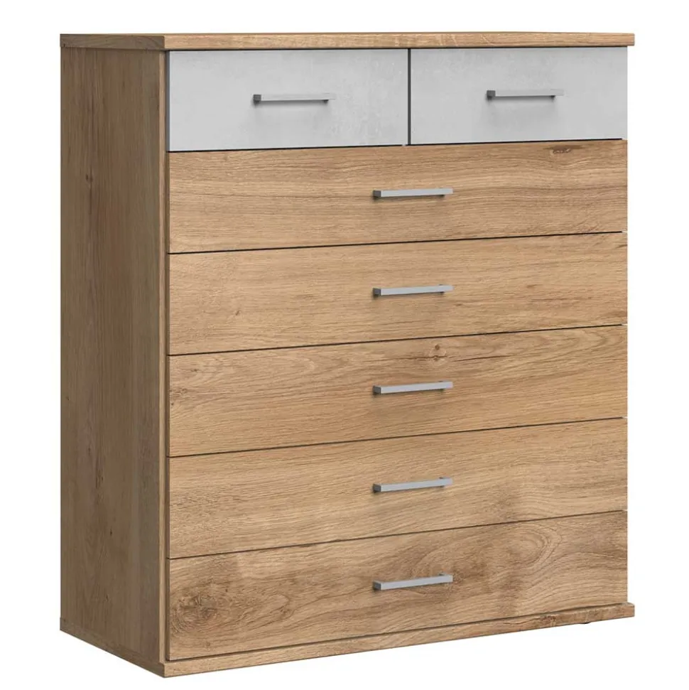 Kommode in Eiche & Hellgrau - Anca