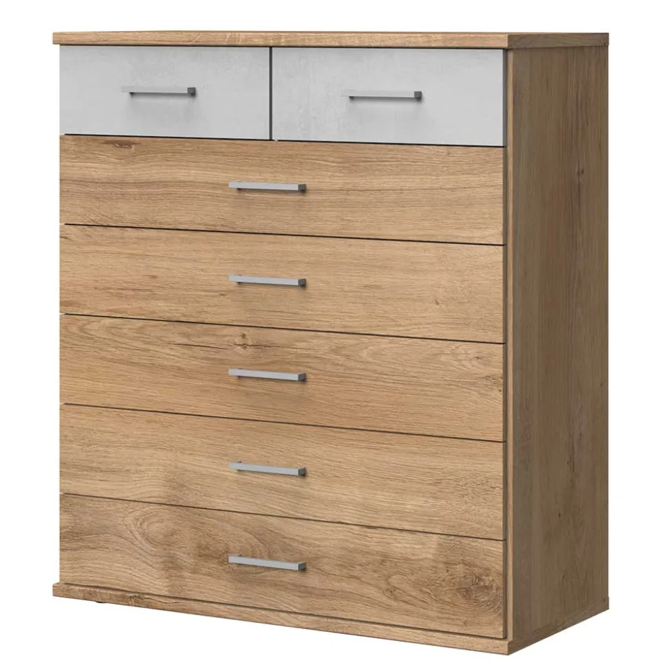 Kommode in Eiche & Hellgrau - Anca