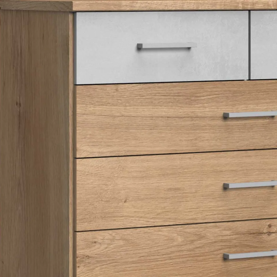 Kommode in Eiche & Hellgrau - Anca