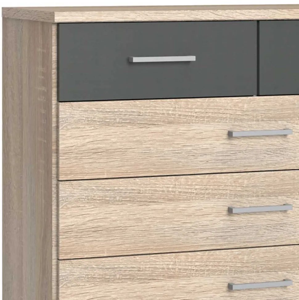 Kommode in Eiche Sägerau & Grau - Danah