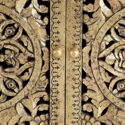 Kommode in Gold und Walnuss Braun - Roswito