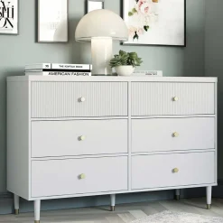 Kommode in Hellgrau mit Gold - Imano