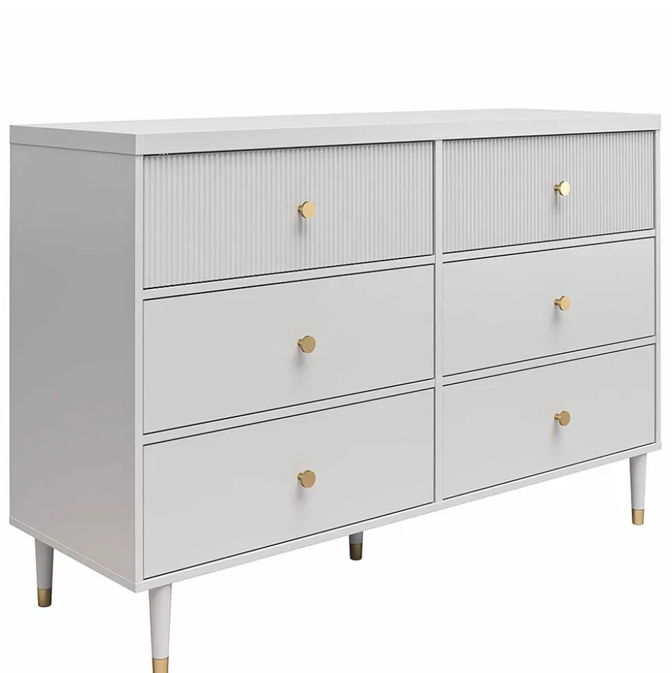 Kommode in Hellgrau mit Gold - Imano
