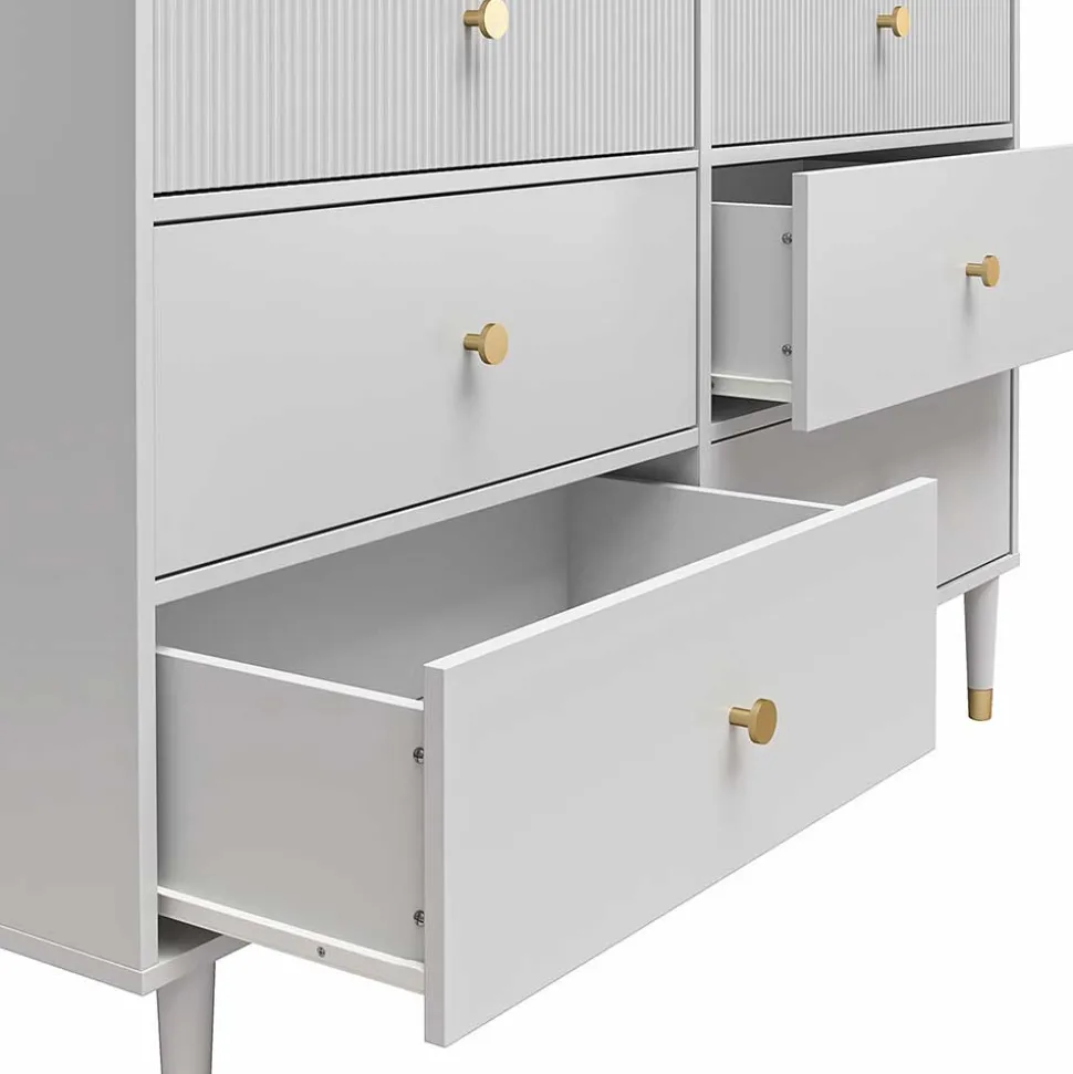 Kommode in Hellgrau mit Gold - Imano