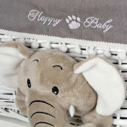 Kommode mit 3 Körben mit Plüsch Elefanten in Grau - Lusiana