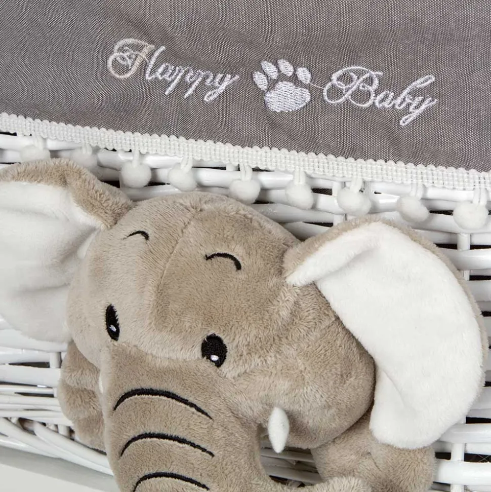 Kommode mit 3 Körben mit Plüsch Elefanten in Grau - Lusiana