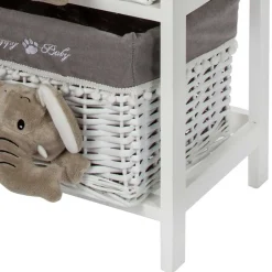 Kommode mit 3 Körben mit Plüsch Elefanten in Grau - Lusiana