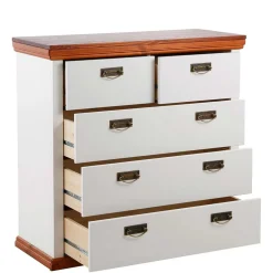 Kommode mit 5 Schubladen in Weiß & Kirschbaum - Vendirai