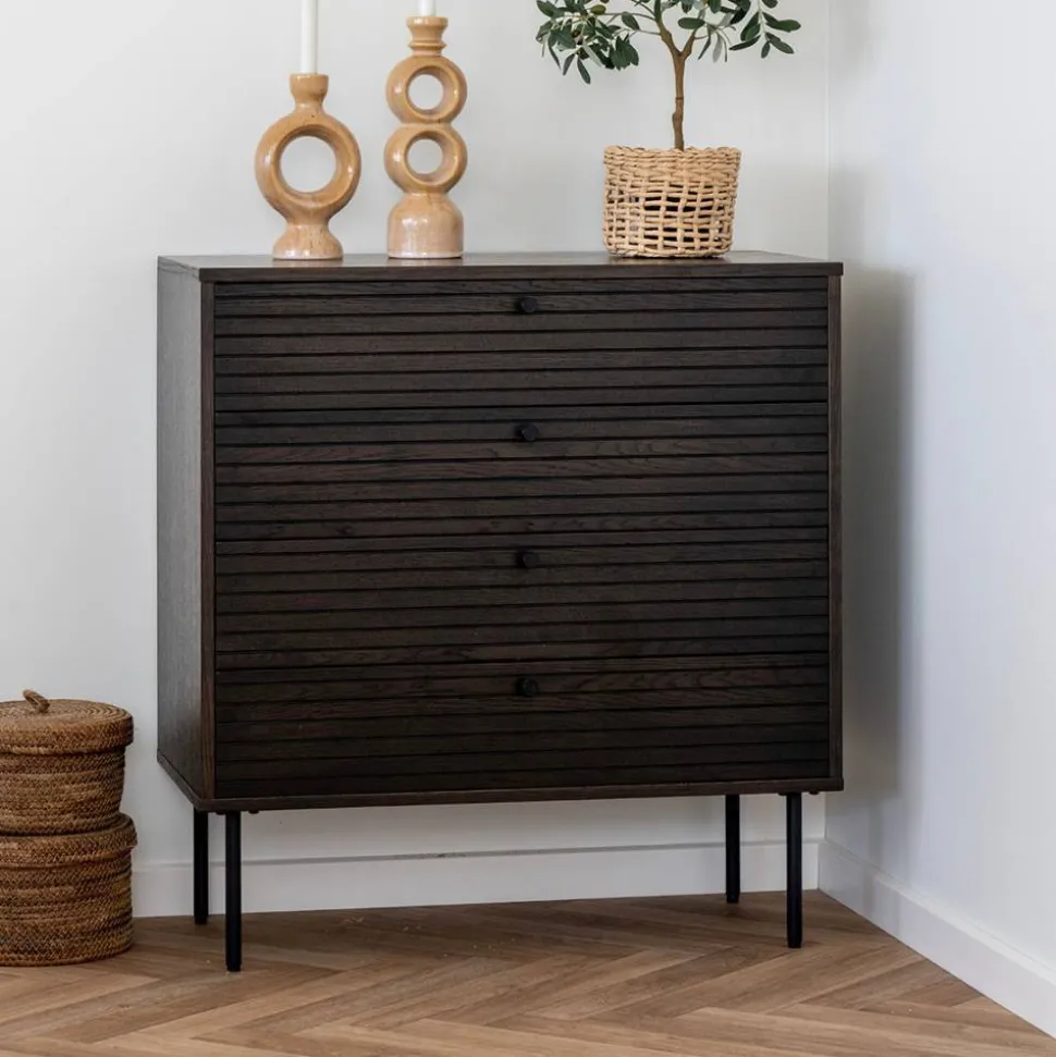 Kommode mit dunklem Furnier in Braun - Wega