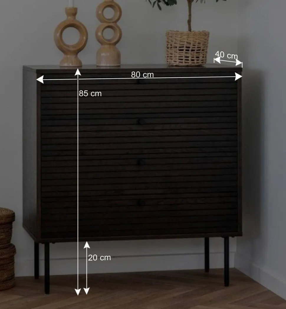 Kommode mit dunklem Furnier in Braun - Wega