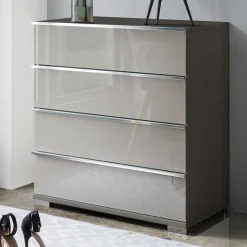 Kommode mit Glasfront in Hellgrau - Korcula