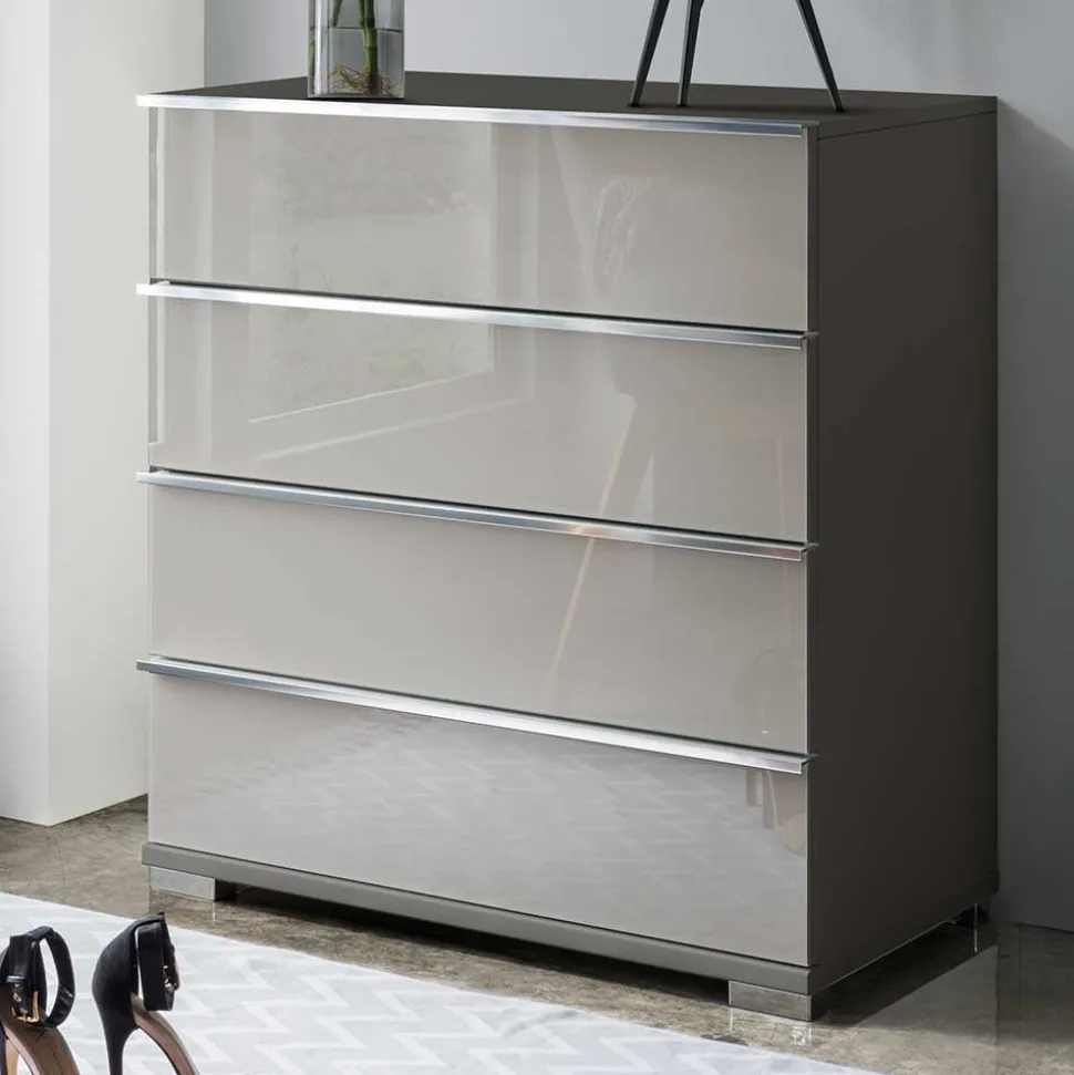 Kommode mit Glasfront in Hellgrau - Korcula