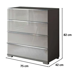 Kommode mit Glasfront in Hellgrau - Korcula