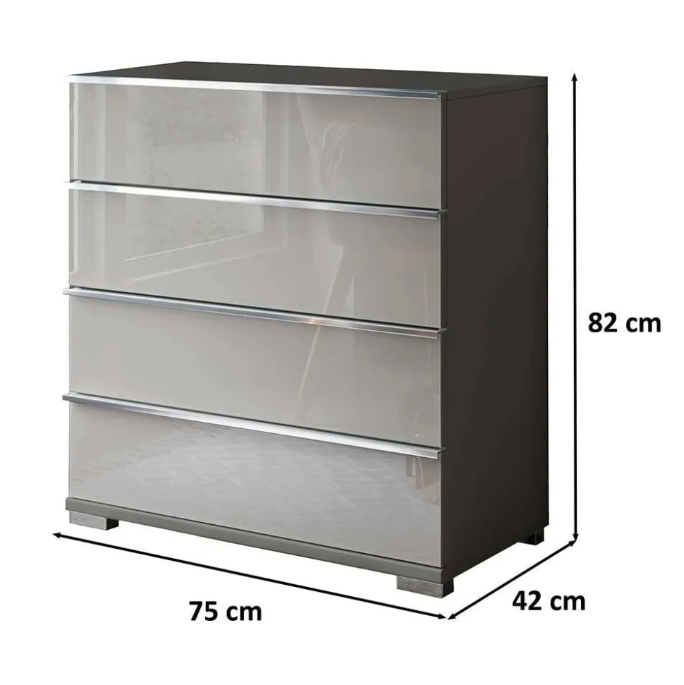 Kommode mit Glasfront in Hellgrau - Korcula