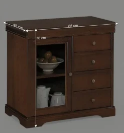 Kommode mit Glastür und vier Schubladen - Lemerzi
