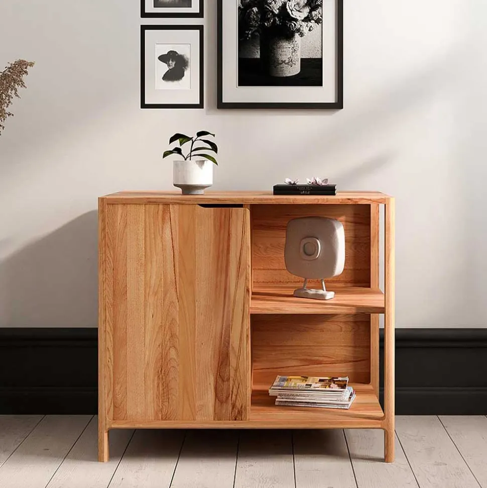 Kommode mit Tür und zwei offenen Fächern - Lana