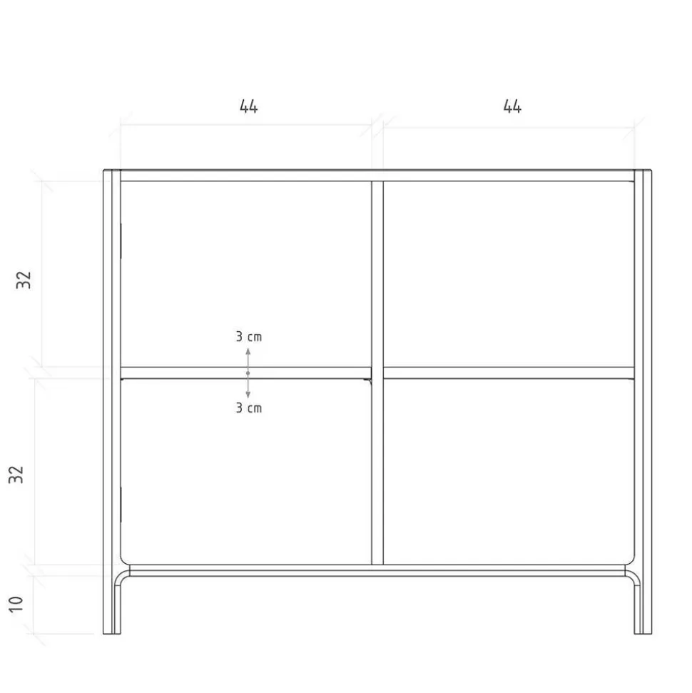 Kommode mit Tür und zwei offenen Fächern - Lana