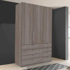 Kompakt Kleiderschrank in Holzoptik Eiche dunkel - Crenba