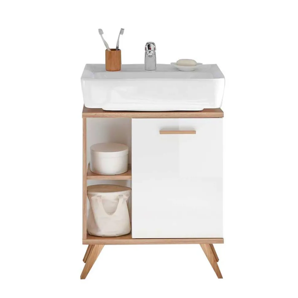 Kompakte Badmöbel im Skandi Design - Timur (dreiteilig)