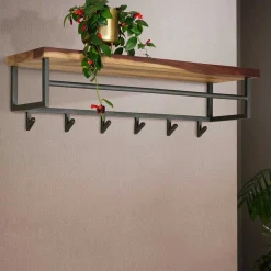 Kompakte Wandgarderobe aus Nussbaum massiv - Ilona