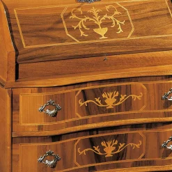 Kompakter Schreibsekretär in Nussbaum Agosto im Barockstil