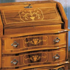 Kompakter Schreibsekretär in Nussbaum Agosto im Barockstil