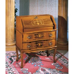 Kompakter Schreibsekretär in Nussbaum Agosto im Barockstil