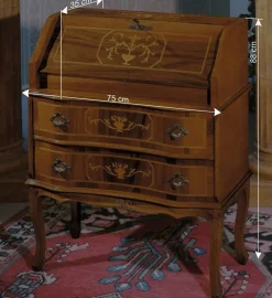 Kompakter Schreibsekretär in Nussbaum Agosto im Barockstil