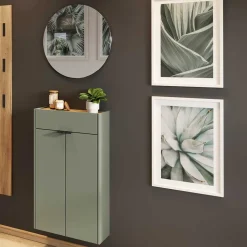 Kompaktes Dielenmöbel Set in Graugrün - Point (dreiteilig)