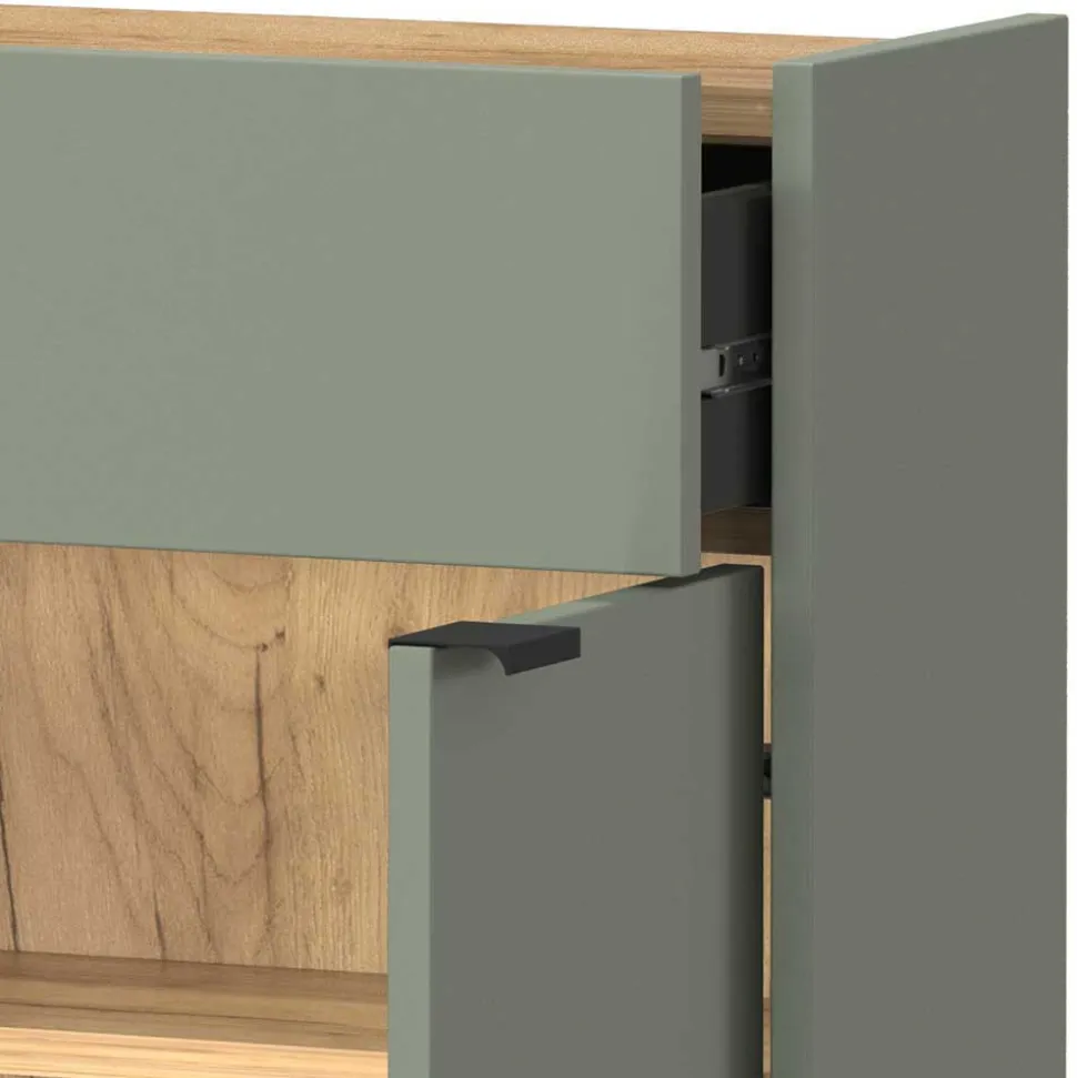 Kompaktes Dielenmöbel Set in Graugrün - Point (dreiteilig)