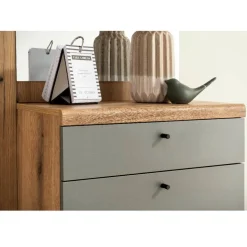 Kompakt-Garderobe in Eiche Optik und Graugrün - Oliva