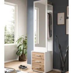 Kompaktgarderobe in Weiß mit Asteiche - Wakes