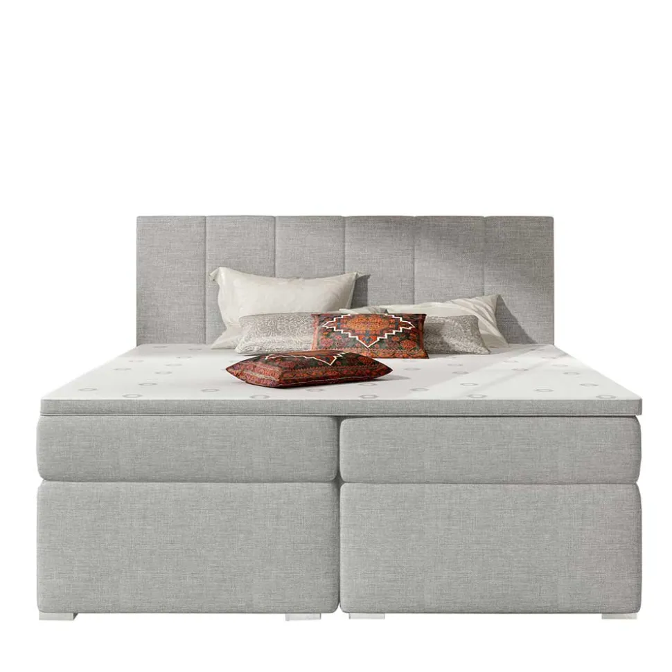 Komplett ausgestattetes Boxbett in Hellgrau Stoff - Cibaota