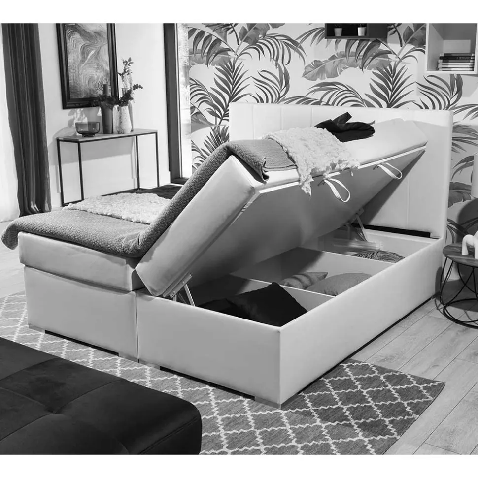 Komplett ausgestattetes Boxbett in Hellgrau Stoff - Cibaota