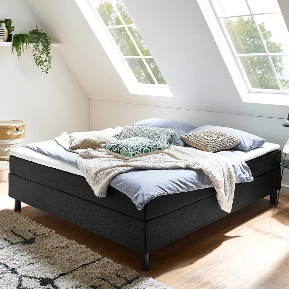 Komplett Bett für Dachschrägen in Schwarz - Vitablo