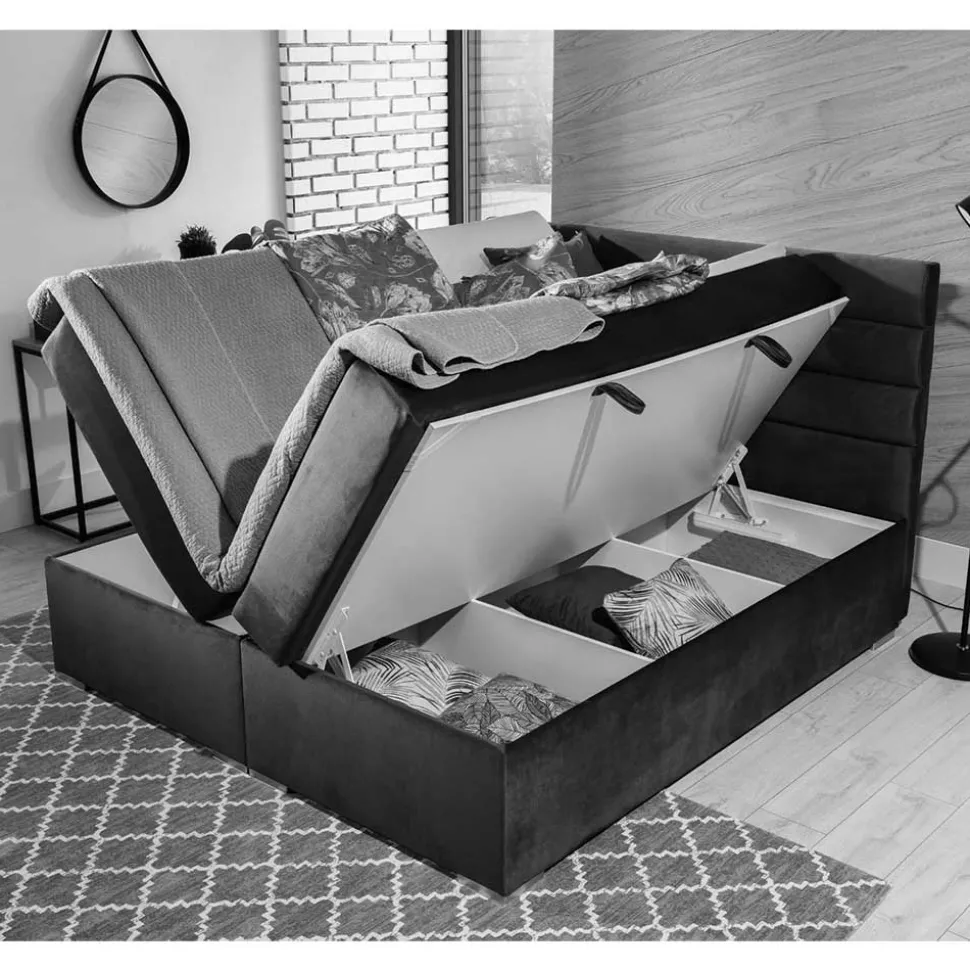 Komplett Polsterbett in Schwarzbraun - Prabhaa