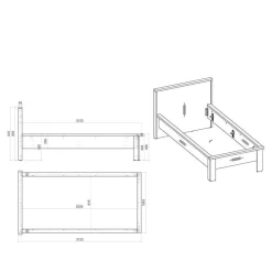 Komplett Schlafzimmer mit Einzelbett - Naiavio (vierteilig)