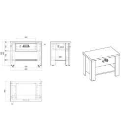 Komplett Schlafzimmer mit Einzelbett - Naiavio (vierteilig)