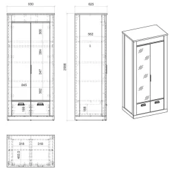 Komplett Schlafzimmer mit Einzelbett - Naiavio (vierteilig)