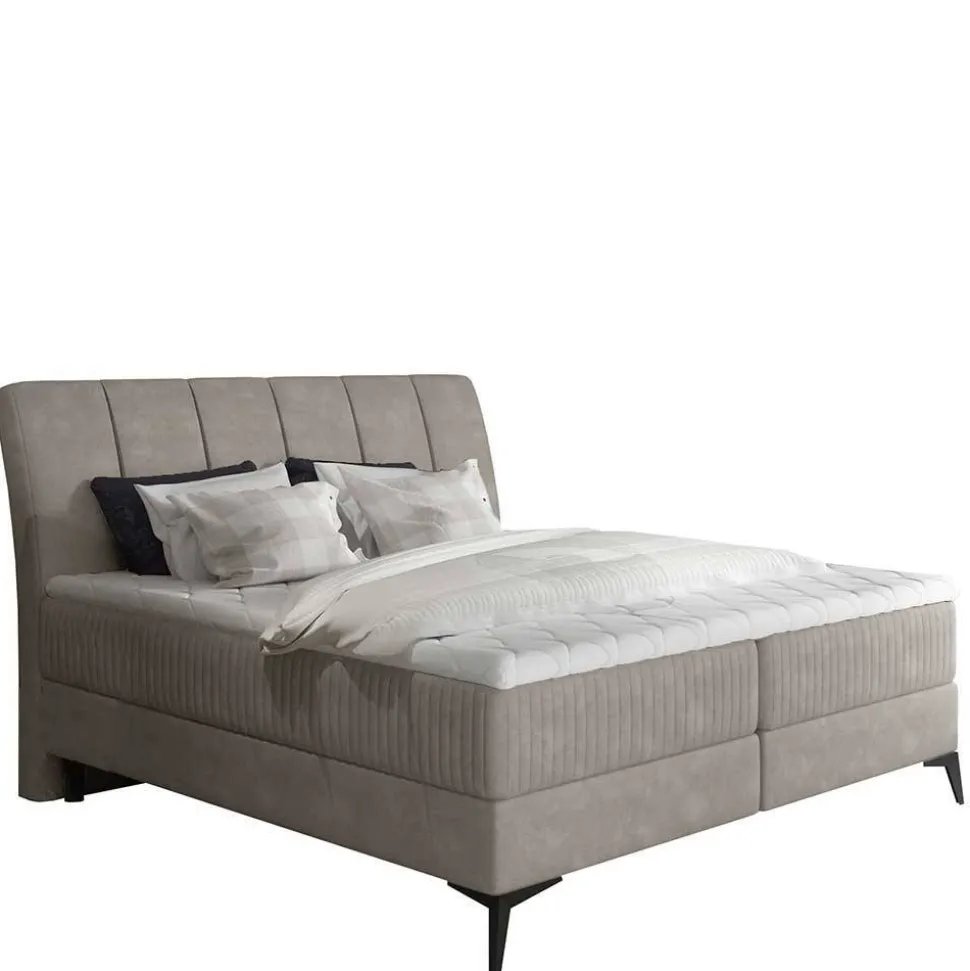 Komplettbett in Beige Chenillebezug - Tamba